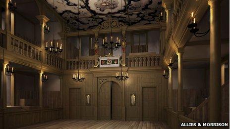 A CGI construction of how the Jacobean theatre will look