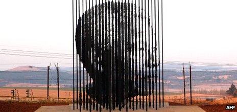 A sculpture of former South African President Nelson Mandela, south of Durban