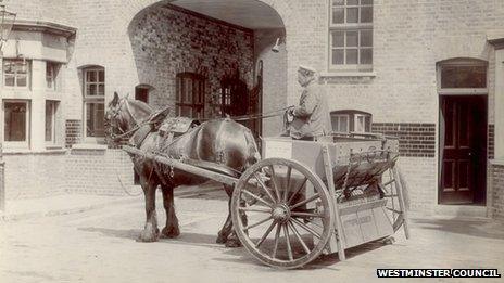 Horse and gritting cart