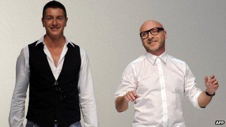 Italian fashion designers Domenico Dolce (r) and Stefano Gabbana in a 2011 file image