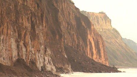 Landslips at Sidmouth cliffs