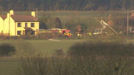 The site in Aldham where a light aircraft crashed