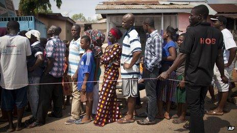 Voters queue in Tesano, Accra, Ghana, on second day of voting 8/12/12