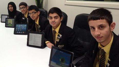 Pupils from Essa Academy with their iPads