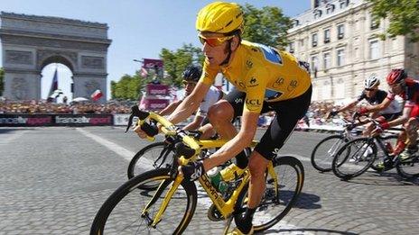 Bradley Wiggins on his way to winning the 2012 Tour de France