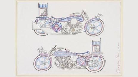 Grayson Perry's designs for his motorbike