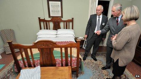 The parents' bedroom in the birthplace of Dylan Thomas in Swansea