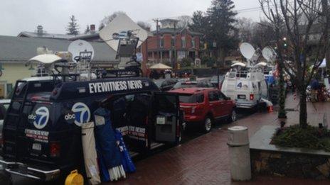 News trucks on Church Hill Road