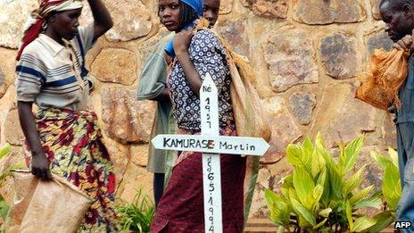 Grave of one of the victims of Rwanda's 1994 genocide
