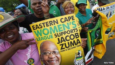 Supporters of President Jacob Zuma at the African National Congress conference - December 2012