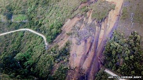 Landslide along Neiva-Florencia road