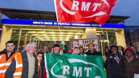 RMT workers outside King's Cross
