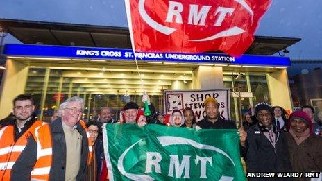 RMT workers outside King's Cross