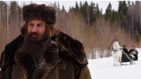 Film still of Gerard Depardieu as Grigory Rasputin