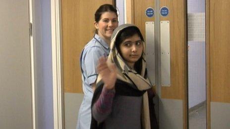 Malala leaving Queen Elizabeth Hospital