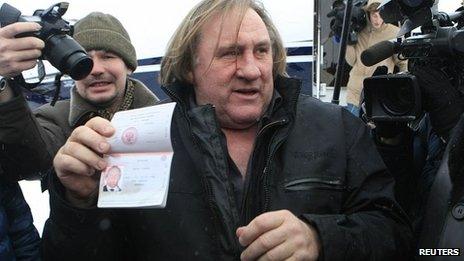 Gerard Depardieu arrives in Saransk, Mordovia. 6 Jan 2013