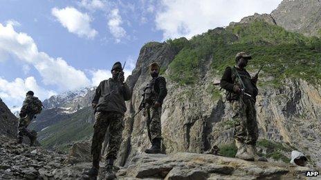 File pic from June 2012 of Indian Border Security Force (BSF) soldiers in Kashmir