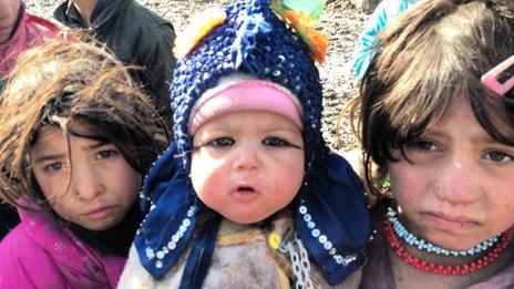 Displaced Afghans in in Camp Qambar‏ on the outskirts of Kabul