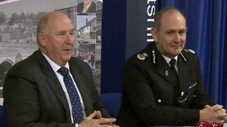 Patrick Geenty, Chief Constable for Wiltshire Police (r) and PCC Angus Macpherson