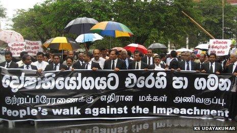 Lawyers in Sri Lanka protest on Thursday