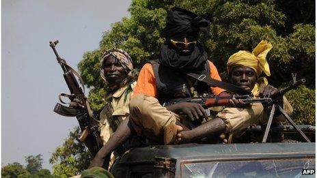 Seleka rebels near the town of Damara, Central African Republic, 10 January 2013