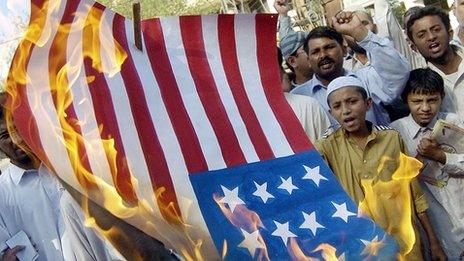 Anti-US demonstration in Lahore, May 2005