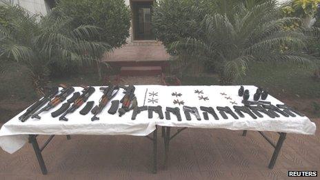 Lashkar-e-Jhangvi weapons displayed by police