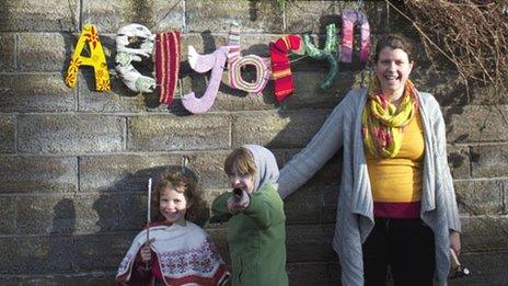 Catrin Doyle and her two children