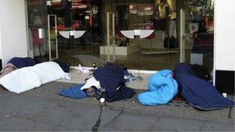 People sleeping on the street