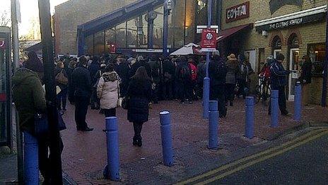 Queues this morning outside Chelmsford train station
