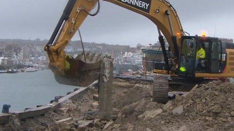 Work on Weymouth Harbour Wall