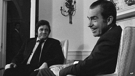 Johnny Cash talking to President Nixon in 1972
