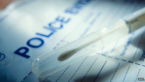 DNA swab with police evidence bag
