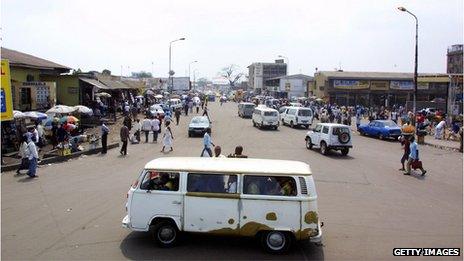 A street scene of Matonge district in Kinshasa, DRC