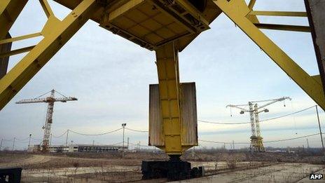 Site of unfinished nuclear plant in Belene, Bulgaria, 24 January 2013