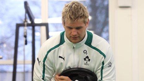 Chris Henry does some gym work with the Ireland squad on Monday