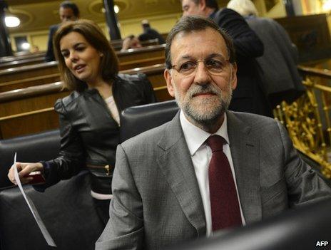 Spanish Prime Minister Mariano Rajoy in parliament in Madrid, 30 January