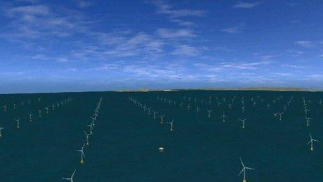 Computer-generated image of the proposed offshore wind farm