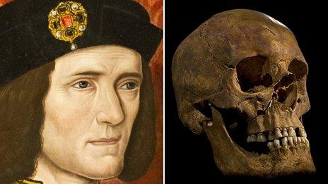 Richard III portrait compared to Greyfriars skull