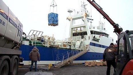 Harbour activity in Iceland