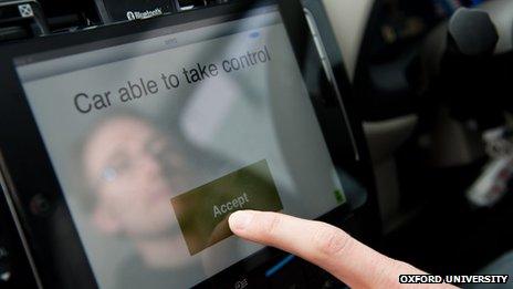 An iPad display in the self-driving car