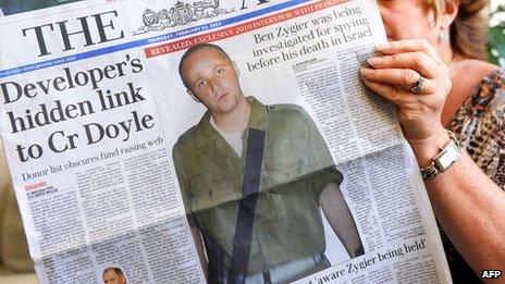 Photographs and details of Ben Zygier made the front pages of Australia's newspapers on 14/2/13