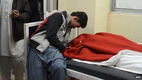 Mourner at a hospital in Quetta on 16/2/13