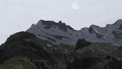 'Moon over Crib Goch' gan Syr Kyffin Williams