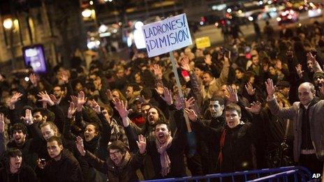 Protest against corruption in Madrid on 31 January 2013