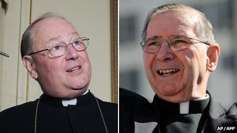 Combination picture of Cardinals Timothy Dolan and Roger Mahony