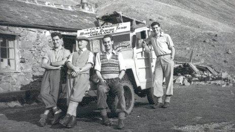 Team members at Black Sail, Ennerdale, in the 1950s