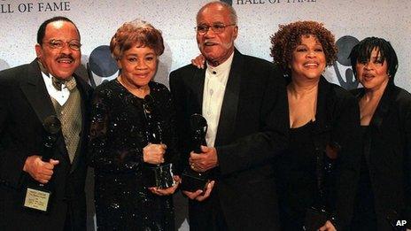 The Staple Singers in 1999, with Cleotha second left