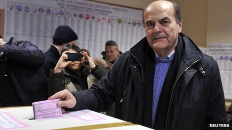 Pier Luigi Bersani voting on 24/2/13
