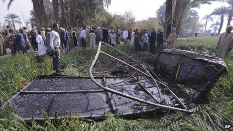 Scene of the balloon crash outside Luxor on 26/2/13